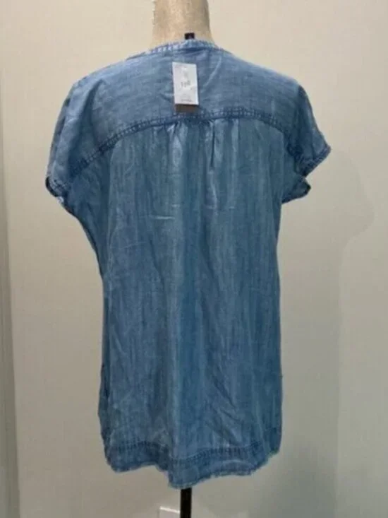 J Jill Denim Short Sleeve Relax fit top medium fit - Picture 6 of 10